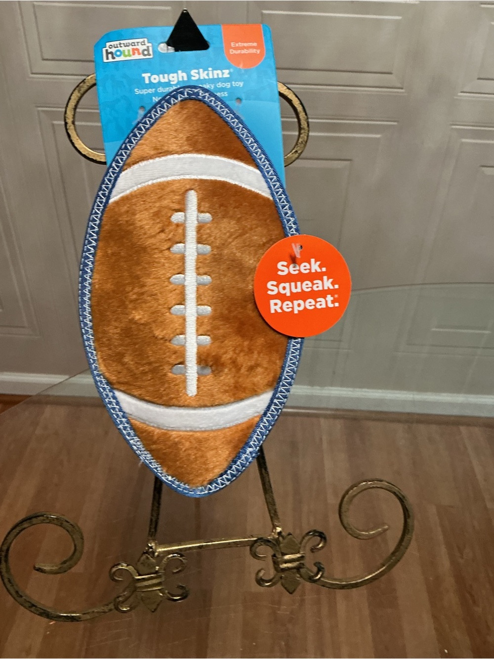 Outward Hound Tough Skinz Plush Football Dog Puppy Toy Durable Squeaky 9”